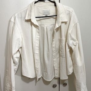 Cropped corduroy shacket